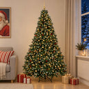 Kunstigt juletræ, grønt med julekugle 270 cm 300 LED'er