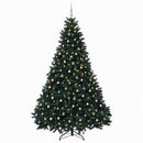 Kunstigt juletræ med julekugler mørkegrønt 300 cm 600 LED'er