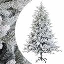 Kunstigt Hinged Juletræ 180 cm PVC og metal Grøn og Hvid