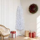 Kunstigt slankt juletræ 150 cm PVC og Stål Hvid