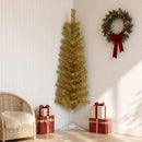 Kunstigt slankt juletræ 120 cm PVC og Stål Guld
