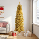 Kunstigt slankt juletræ 210 cm PVC og Stål Guld