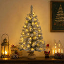 Mini juletræ med sne 60 cm 25 LED'er Varm hvid PVC Grøn og Hvid