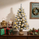 Mini juletræ med sne 60 cm 25 LED'er Varm hvid PVC Grøn og Hvid
