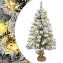 Mini juletræ med sne 60 cm 25 LED'er Varm hvid PVC Grøn og Hvid