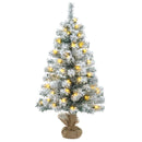 Mini juletræ med sne 60 cm 25 LED'er Varm hvid PVC Grøn og Hvid