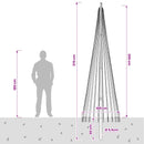 Juletræslys med spyd og flagstang 300 cm 744 LED'er Varm hvid