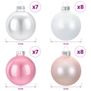 Julekuglesæt 30 stk. Rosa og hvid 6 cm Polystyren