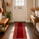 Runner Tæppe FLORNES Vævet Rød Diamanter 100 x 350 cm PP 7 mm