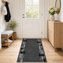 Runner Tæppe FLORNES Vævet Grå Blade 80 x 150 cm PP 7 mm