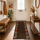 Runner Tæppe FLORNES Vævet Brun Blade 100 x 350 cm PP 7 mm