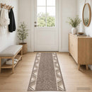 Runner Tæppe FLORNES Vævet Gråbrun Zigzag 67 x 450 cm PP 7 mm