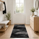 Runner Tæppe FLORNES Vævet Sort Penselstrøg 80 x 350 cm PP 7 mm