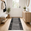 Runner Tæppe FLORNES Vævet Grå Striber 80 x 450 cm PP 7 mm