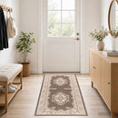 Runner Tæppe FLORNES Vævet Taupe-mønster 100 x 250 cm PP 7 mm