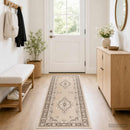 Runner Tæppe FLORNES Vævet Ecru-mønster 80 x 250 cm PP 7 mm