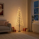 LED-juletræ med lyskæde Sort 150 cm Stål 164 LED'er