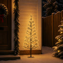 LED-juletræ med lyskæde Sort 150 cm Stål 164 LED'er