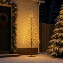 LED-juletræ med lyskæde Sort 20 x 20 x 180 cm Stål 196 LED'er