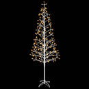 LED-juletræ med lyskæde Hvid 210 cm Stål 228 LED'er