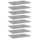 boghylder 8 stk. 60x40x1,5 cm konstrueret træ betongrå - xlshop.dk
