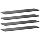 boghylder 8 stk. 80x20x1,5 cm konstrueret træ grå højglans - xlshop.dk