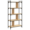 bogreol 76x32x158 cm 5 hylder konstrueret træ sonoma-eg - xlshop.dk