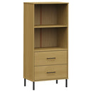 bogreol med 2 skuffer OSLO 60x35x128,5 cm massivt træ brun - xlshop.dk