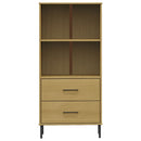 bogreol med 2 skuffer OSLO 60x35x128,5 cm massivt træ brun - xlshop.dk