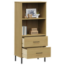 bogreol med 2 skuffer OSLO 60x35x128,5 cm massivt træ brun - xlshop.dk