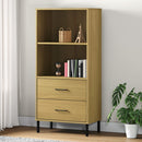 bogreol med 2 skuffer OSLO 60x35x128,5 cm massivt træ brun - xlshop.dk