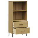 bogreol med 2 skuffer OSLO 60x35x128,5 cm massivt træ brun - xlshop.dk