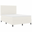 Box spring seng Creme og hvid 160 x 200 cm Velourstof - xlshop.dk