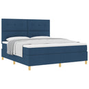 Box spring seng med hovedgærde Blå 180 x 200 cm Stof - xlshop.dk