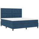 Box spring seng med hovedgærde Blå 180 x 200 cm Stof - xlshop.dk