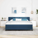 Box spring seng med hovedgærde Blå 200 x 180 cm Stof - xlshop.dk