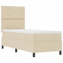 Box spring seng med hovedgærde Creme 80 x 200 cm Stof - xlshop.dk