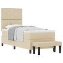 Box spring seng med hovedgærde Creme 80 x 200 cm Stof - xlshop.dk