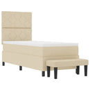 Box spring seng med hovedgærde Creme 80 x 200 cm Stof - xlshop.dk