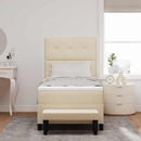 Box spring seng med hovedgærde Creme 80 x 200 cm Stof - xlshop.dk