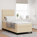 Box spring seng med hovedgærde Creme 80 x 200 cm Stof - xlshop.dk