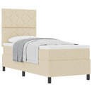 Box spring seng med hovedgærde Creme 80 x 200 cm Stof - xlshop.dk