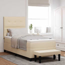 Box spring seng med hovedgærde Creme 80 x 200 cm Stof - xlshop.dk
