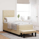 Box spring seng med hovedgærde Creme 80 x 200 cm Stof - xlshop.dk