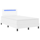 Box spring seng med hovedgærde Hvid 120 x 200 cm Kunstlæder - xlshop.dk