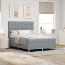 Box spring seng med hovedgærde Lysegrå 160 x 200 cm Stof - xlshop.dk