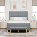 Box spring seng med hovedgærde Lysegrå 200 x 160 cm Stof - xlshop.dk