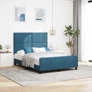 Box spring seng med hovedgærde Mørk blå 140 x 200 cm Fløjl - xlshop.dk