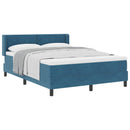 Box spring seng med hovedgærde Mørk blå 190 x 140 cm Fløjl - xlshop.dk