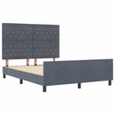 Box spring seng med hovedgærde Mørkegrå 140 x 190 cm Fløjl - xlshop.dk